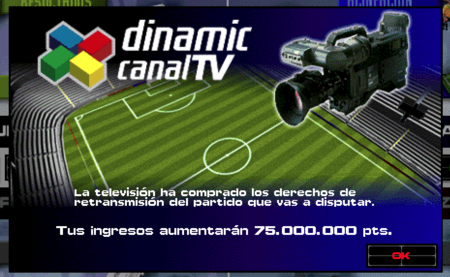PC Fútbol 5.0 Notification de paiement pour la diffusion du jeu