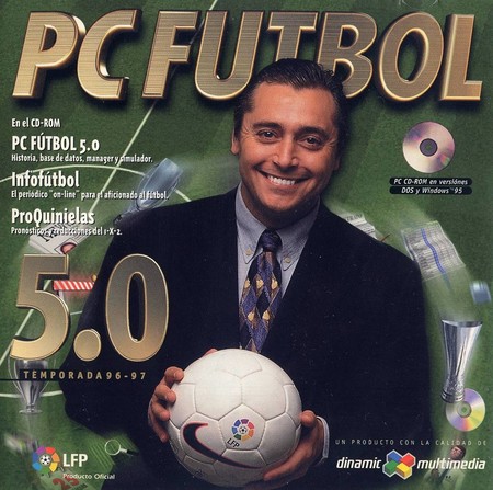 Couverture de PC Fútbol 5.0 avec l'image de Michael Robinson.