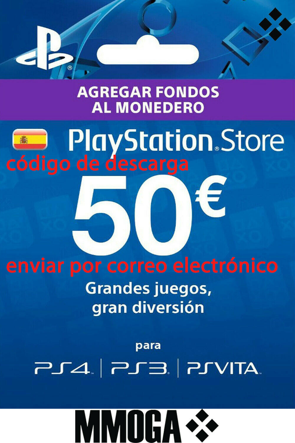 50 € Carte prépayée PlayStation Network PSN PS3 PS4 PS Vita Code 50 Euro - FR