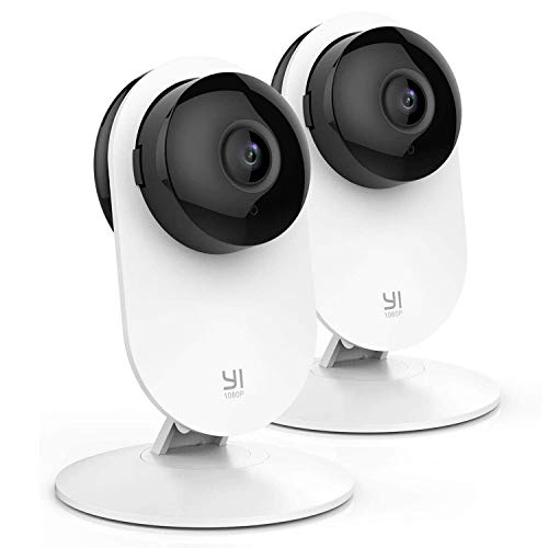 Caméra de surveillance IP intérieure YI, 1080 pixels, WiFi, avec détection de mouvement, notifications push, audio bidirectionnel, vision nocturne, caméra pour téléphone intelligent / PC, kit de 2