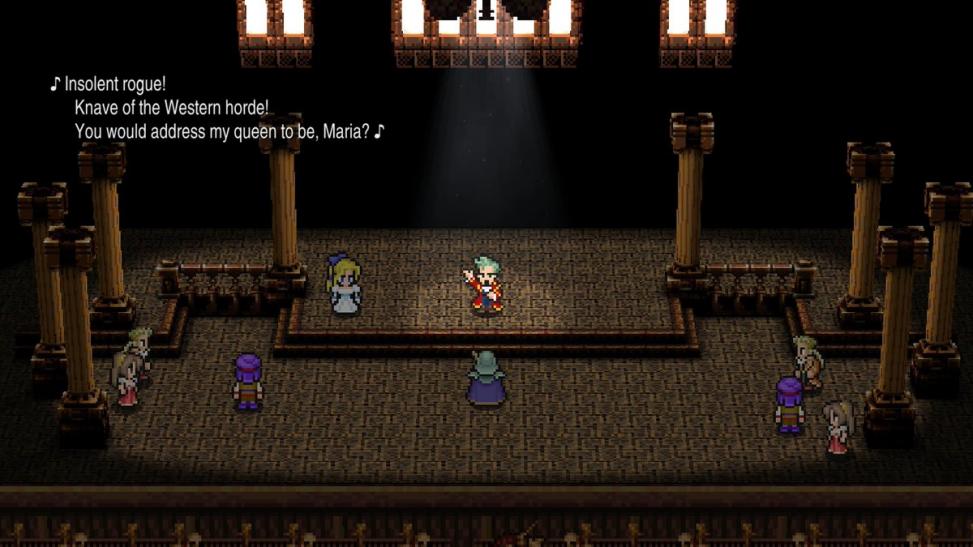 Scène emblématique en 2D remastérisée en 3D avec de vraies voix dans le remaster de Final Fantasy VI