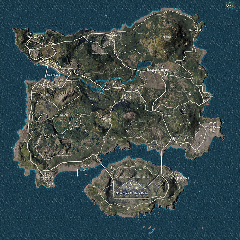 Erangel, la carte PUBG originale.