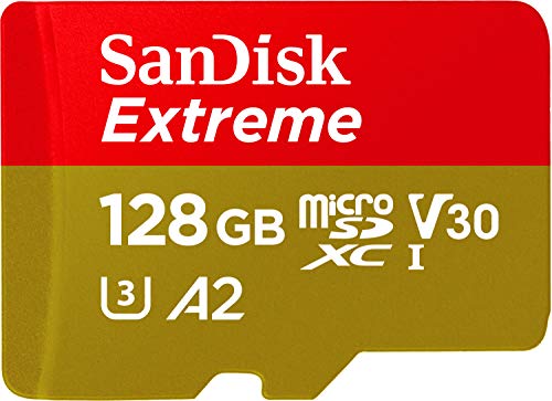 Carte mémoire microSDXC SanDisk Extreme 128 Go avec adaptateur SD, A2, jusqu'à 160 Mo/s, classe 10, U3 et V30