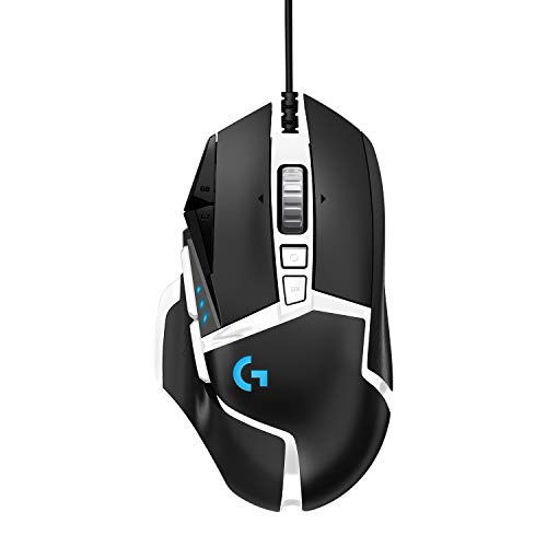 Logitech G502 HERO Souris de jeu filaire haute performance édition spéciale, capteur HERO 25K, 25 600 DPI, RVB, poids personnalisé, 11 boutons programmables, PC/Mac - Noir et blanc